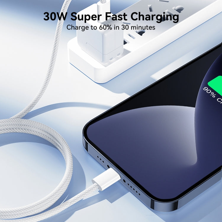 JOYROOM S-A45 كابل شحن سريع بقوة 30 واط USB-C / Type-C إلى 8 دبابيس، الطول: 1 متر، Type-C إلى 8 دبابيس