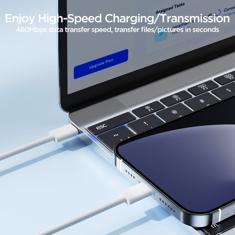 JOYROOM S-A45 كابل شحن سريع بقوة 30 واط USB-C / Type-C إلى 8 دبابيس، الطول: 1 متر، Type-C إلى 8 دبابيس
