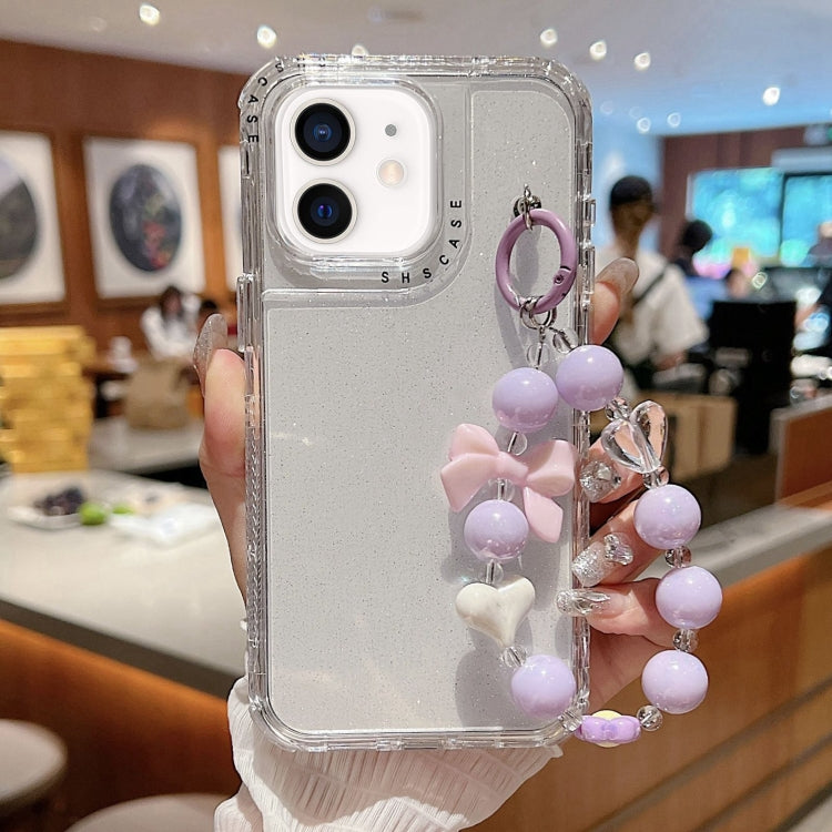 غطاء هاتف كامل من TPU + PC مع ترتر لامع وسوار، لهواتف iPhone 14 Pro، iPhone 14 Pro Max، iPhone 6 / 7 / 8 / SE 2020، iPhone 13 Pro Max، iPhone 13 Pro، iPhone 13، iPhone 12 / 12 Pro، iPhone 12 Pro Max