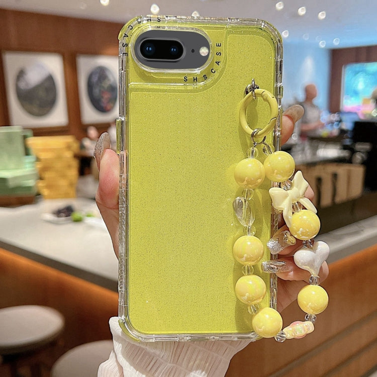 غطاء هاتف كامل من TPU + PC مع ترتر لامع وسوار، لهواتف iPhone XR، iPhone XS Max، iPhone 6 Plus / 7 Plus / 8 Plus