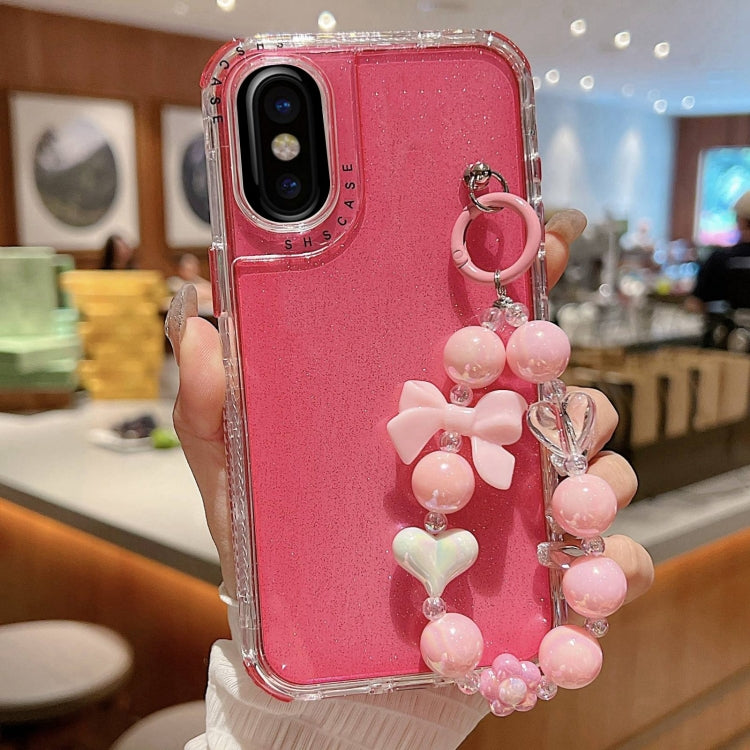 غطاء هاتف كامل من TPU + PC مع ترتر لامع وسوار، لهواتف iPhone 14 Pro، iPhone 14 Pro Max، iPhone 6 / 7 / 8 / SE 2020، iPhone 13 Pro Max، iPhone 13 Pro، iPhone 13، iPhone 12 / 12 Pro، iPhone 12 Pro Max