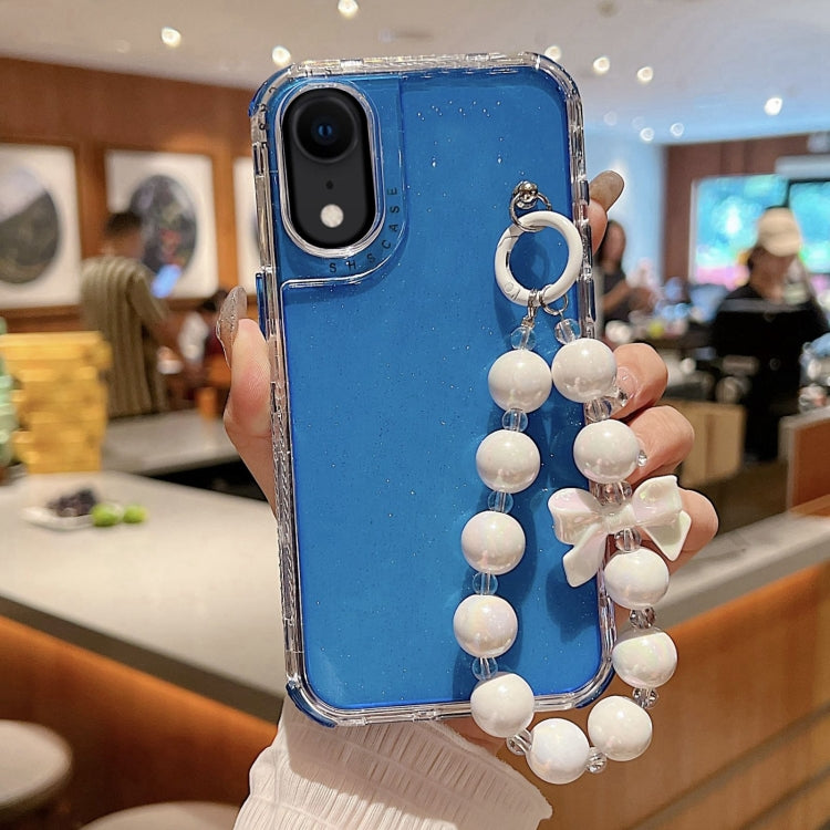 غطاء هاتف كامل من TPU + PC مع ترتر لامع وسوار، لهواتف iPhone XR، iPhone XS Max، iPhone 6 Plus / 7 Plus / 8 Plus