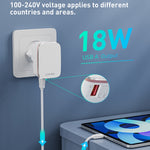شاحن سريع LDNIO A1204Q QC3.0 بقوة 18 واط USB مع كابل USB بطول 1 متر إلى 8 بن، قابس الاتحاد الأوروبي، قابس المملكة المتحدة، قابس الولايات المتحدة