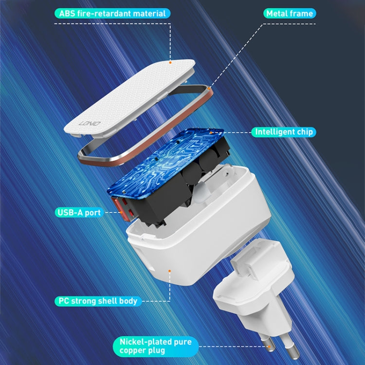 شاحن سريع LDNIO A1204Q QC3.0 بقوة 18 واط USB مع كابل USB بطول 1 متر إلى 8 بن، قابس الاتحاد الأوروبي، قابس المملكة المتحدة، قابس الولايات المتحدة