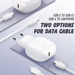 شاحن سريع LDNIO A1206C PD27W USB-C / Type-C مع كابل 8 بن بطول 1 متر، قابس الاتحاد الأوروبي