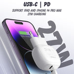 شاحن سريع LDNIO A1206C PD27W USB-C / Type-C مع كابل 8 بن بطول 1 متر، قابس الاتحاد الأوروبي