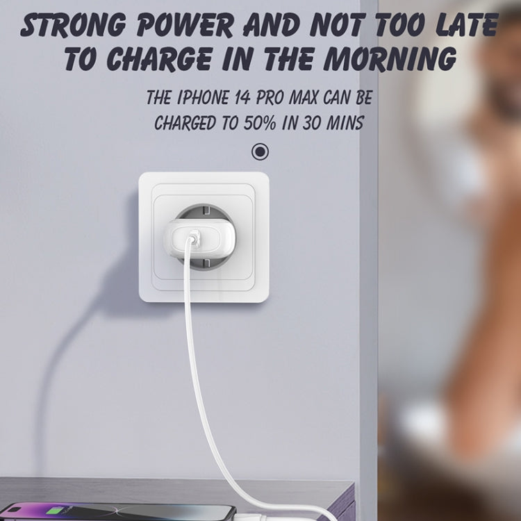 شاحن سريع LDNIO A1206C PD27W USB-C / Type-C مع كابل 8 بن بطول 1 متر، قابس الاتحاد الأوروبي