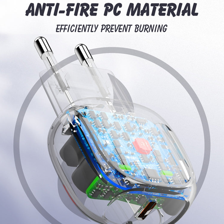 شاحن سريع LDNIO A1206C PD27W USB-C / Type-C مع كابل 8 بن بطول 1 متر، قابس الاتحاد الأوروبي