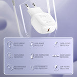 شاحن سريع LDNIO A1206C PD27W USB-C / Type-C مع كابل 8 بن بطول 1 متر، قابس الاتحاد الأوروبي