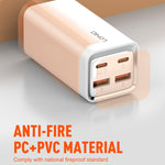 شاحن سريع LDNIO A4610C بقوة 65 واط PD بمنفذين USB-C / Type-C + منفذين USB، طول الكابل: 1.5 متر، قابس الاتحاد الأوروبي، A4610C (قابس المملكة المتحدة)، قابس الولايات المتحدة