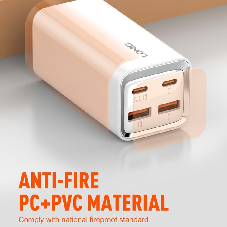 شاحن سريع LDNIO A4610C بقوة 65 واط PD بمنفذين USB-C / Type-C + منفذين USB، طول الكابل: 1.5 متر، قابس الاتحاد الأوروبي، A4610C (قابس المملكة المتحدة)، قابس الولايات المتحدة
