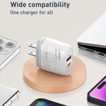 شاحن سريع LDNIO Q229 QC3.0 / PD20W USB + Type-C مع كابل USB بطول 1 متر إلى 8 بن، قابس الاتحاد الأوروبي، قابس المملكة المتحدة، قابس الولايات المتحدة
