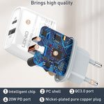 شاحن سريع LDNIO Q229 QC3.0 / PD20W USB + Type-C مع كابل USB بطول 1 متر إلى 8 بن، قابس الاتحاد الأوروبي، قابس المملكة المتحدة، قابس الولايات المتحدة