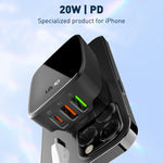 شاحن LDNIO Q334 بقوة 32 واط بمنفذ Type-C + منفذي USB مع كابل بيانات Micro USB بطول 1 متر، قابس الاتحاد الأوروبي
