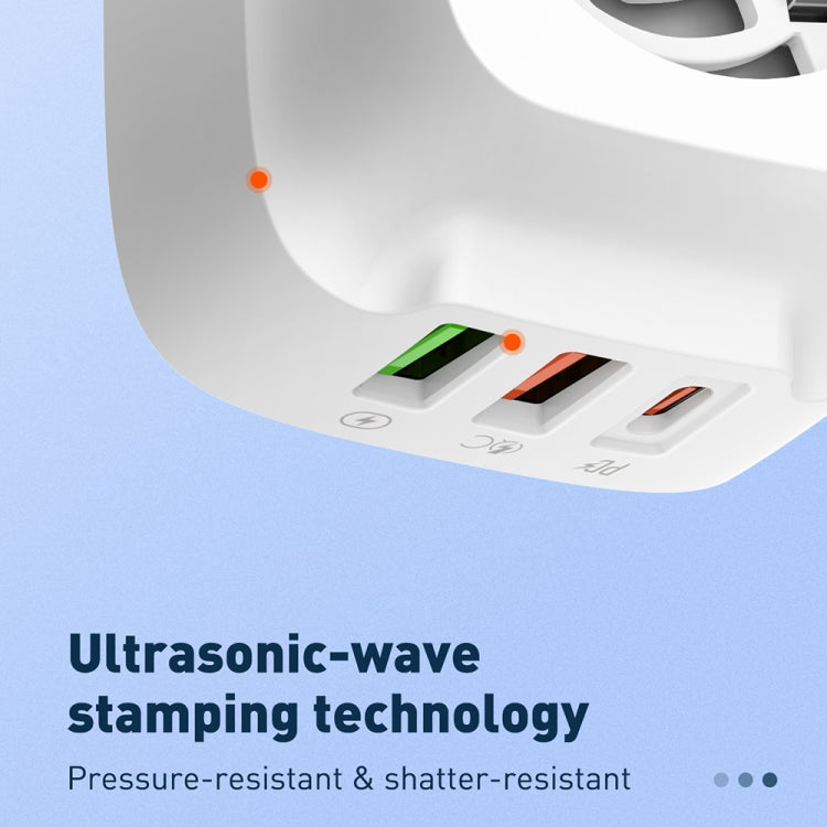 شاحن LDNIO Q334 بقوة 32 واط بمنفذ Type-C + منفذي USB مع كابل بيانات Micro USB بطول 1 متر، قابس الاتحاد الأوروبي