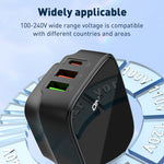 شاحن LDNIO Q334 بقوة 32 واط بمنفذ Type-C + منفذي USB مع كابل بيانات Micro USB بطول 1 متر، قابس الاتحاد الأوروبي