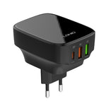 شاحن LDNIO Q334 بقوة 32 واط بمنفذ Type-C + منفذي USB مع كابل USB-C / Type-C إلى USB-C / Type-C بطول 1 متر، قابس الاتحاد الأوروبي، قابس المملكة المتحدة، قابس الولايات المتحدة