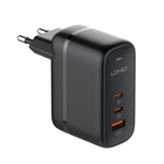 شاحن LDNIO Q366 بقوة 65 واط USB + منفذي Type-C مع كابل USB-C / Type-C إلى USB-C / Type-C بطول 1 متر، قابس الاتحاد الأوروبي، قابس المملكة المتحدة، قابس الولايات المتحدة