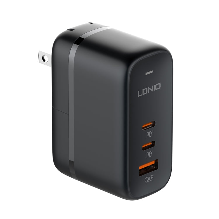 شاحن LDNIO Q366 بقوة 65 واط USB + منفذي Type-C مع كابل USB-C / Type-C إلى USB-C / Type-C بطول 1 متر، قابس الاتحاد الأوروبي، قابس المملكة المتحدة، قابس الولايات المتحدة