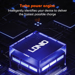 شاحن LDNIO Q366 بقوة 65 واط USB + منفذي Type-C مع كابل USB-C / Type-C إلى USB-C / Type-C بطول 1 متر، قابس الاتحاد الأوروبي، قابس المملكة المتحدة، قابس الولايات المتحدة