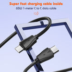 شاحن LDNIO Q366 بقوة 65 واط USB + منفذي Type-C مع كابل USB-C / Type-C إلى USB-C / Type-C بطول 1 متر، قابس الاتحاد الأوروبي، قابس المملكة المتحدة، قابس الولايات المتحدة