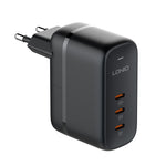 شاحن LDNIO Q367 بقوة 65 واط GaN بثلاثة منافذ USB-C / Type-C مع كابل USB-C / Type-C إلى USB-C / Type-C بطول 1 متر، قابس الاتحاد الأوروبي، قابس المملكة المتحدة، قابس الولايات المتحدة
