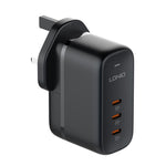 شاحن LDNIO Q367 بقوة 65 واط GaN بثلاثة منافذ USB-C / Type-C مع كابل USB-C / Type-C إلى USB-C / Type-C بطول 1 متر، قابس الاتحاد الأوروبي، قابس المملكة المتحدة، قابس الولايات المتحدة