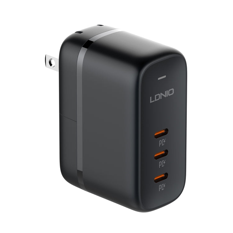 شاحن LDNIO Q367 بقوة 65 واط GaN بثلاثة منافذ USB-C / Type-C مع كابل USB-C / Type-C إلى USB-C / Type-C بطول 1 متر، قابس الاتحاد الأوروبي، قابس المملكة المتحدة، قابس الولايات المتحدة