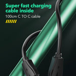 شاحن LDNIO Q367 بقوة 65 واط GaN بثلاثة منافذ USB-C / Type-C مع كابل USB-C / Type-C إلى USB-C / Type-C بطول 1 متر، قابس الاتحاد الأوروبي، قابس المملكة المتحدة، قابس الولايات المتحدة