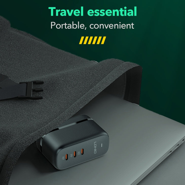 شاحن LDNIO Q367 بقوة 65 واط GaN بثلاثة منافذ USB-C / Type-C مع كابل USB-C / Type-C إلى USB-C / Type-C بطول 1 متر، قابس الاتحاد الأوروبي، قابس المملكة المتحدة، قابس الولايات المتحدة
