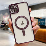 غطاء هاتف مطلي بالكهرباء مع MagSafe، لهواتف iPhone 15، iPhone 14 Plus، iPhone 14، iPhone 14 Pro، iPhone 14 Pro Max، iPhone 13 Pro Max