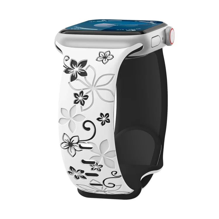 Bauhinia Two-color Embossed Silicone Watch Band, For Apple Watch Series 5 44mm, For Apple Watch Series 5 40mm, For Apple Watch Series 4 44mm, For Apple Watch Series 4 40mm, For Apple Watch Series 3 38mm, For Apple Watch Series 3 42mm