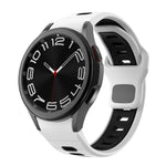 سوار ساعة سيليكون بمشبك عكسي مخطط بلونين، لساعات Samsung Galaxy Watch 7 / 6