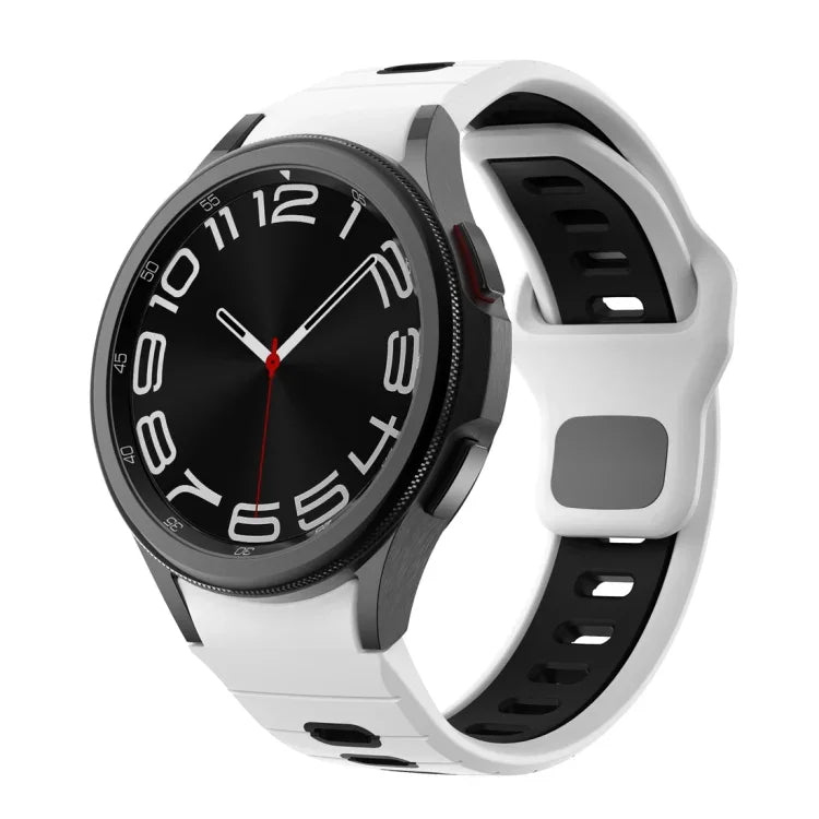 سوار ساعة سيليكون بمشبك عكسي مخطط بلونين، لساعات Samsung Galaxy Watch 7 / 6