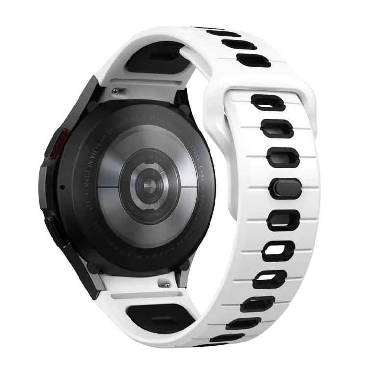 سوار ساعة سيليكون بمشبك عكسي مخطط بلونين، لساعات Samsung Galaxy Watch 7 / 6