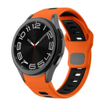 سوار ساعة سيليكون بمشبك عكسي مخطط بلونين، لساعات Samsung Galaxy Watch 7 / 6