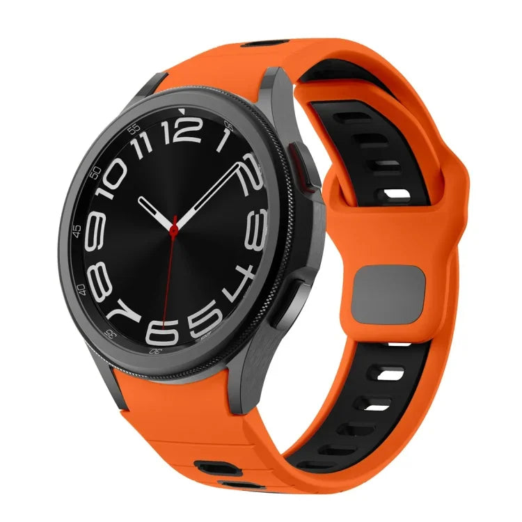سوار ساعة سيليكون بمشبك عكسي مخطط بلونين، لساعات Samsung Galaxy Watch 7 / 6