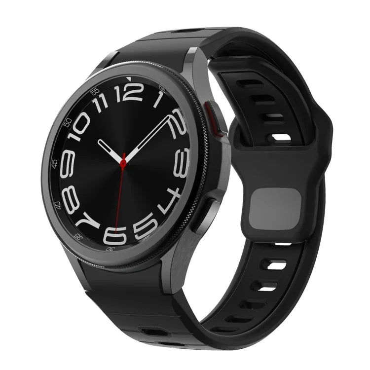 سوار ساعة سيليكون بمشبك عكسي مخطط بلونين، لساعات Samsung Galaxy Watch 7 / 6