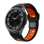 سوار ساعة سيليكون بمشبك عكسي مخطط بلونين، لساعات Samsung Galaxy Watch 7 / 6