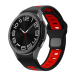 سوار ساعة سيليكون بمشبك عكسي مخطط بلونين، لساعات Samsung Galaxy Watch 7 / 6