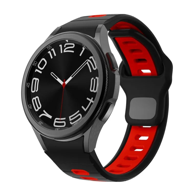 سوار ساعة سيليكون بمشبك عكسي مخطط بلونين، لساعات Samsung Galaxy Watch 7 / 6