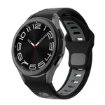 سوار ساعة سيليكون بمشبك عكسي مخطط بلونين، لساعات Samsung Galaxy Watch 7 / 6