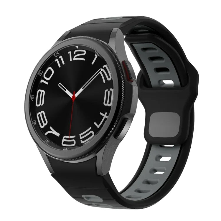 سوار ساعة سيليكون بمشبك عكسي مخطط بلونين، لساعات Samsung Galaxy Watch 7 / 6