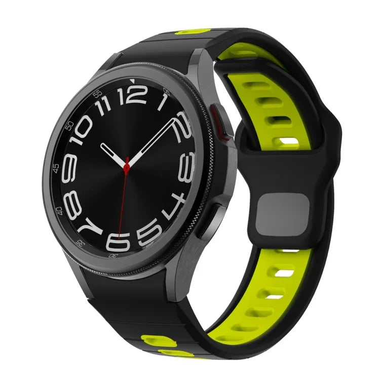 سوار ساعة سيليكون بمشبك عكسي مخطط بلونين، لساعات Samsung Galaxy Watch 7 / 6