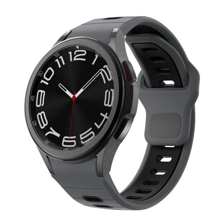 سوار ساعة سيليكون بمشبك عكسي مخطط بلونين، لساعات Samsung Galaxy Watch 7 / 6