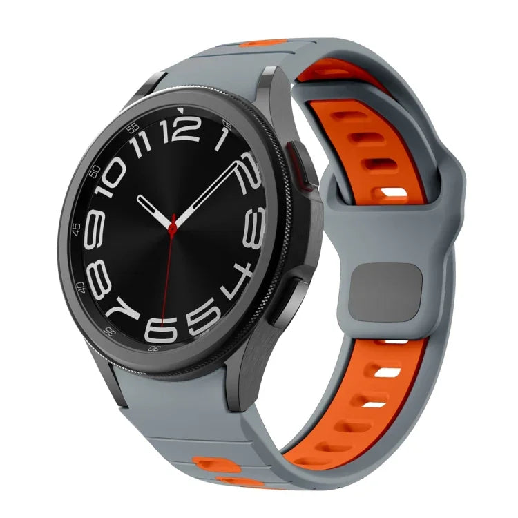 سوار ساعة سيليكون بمشبك عكسي مخطط بلونين، لساعات Samsung Galaxy Watch 7 / 6