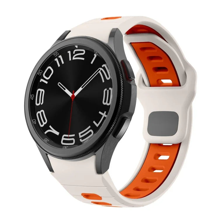 سوار ساعة سيليكون بمشبك عكسي مخطط بلونين، لساعات Samsung Galaxy Watch 7 / 6