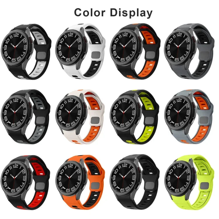 سوار ساعة سيليكون بمشبك عكسي مخطط بلونين، لساعات Samsung Galaxy Watch 7 / 6