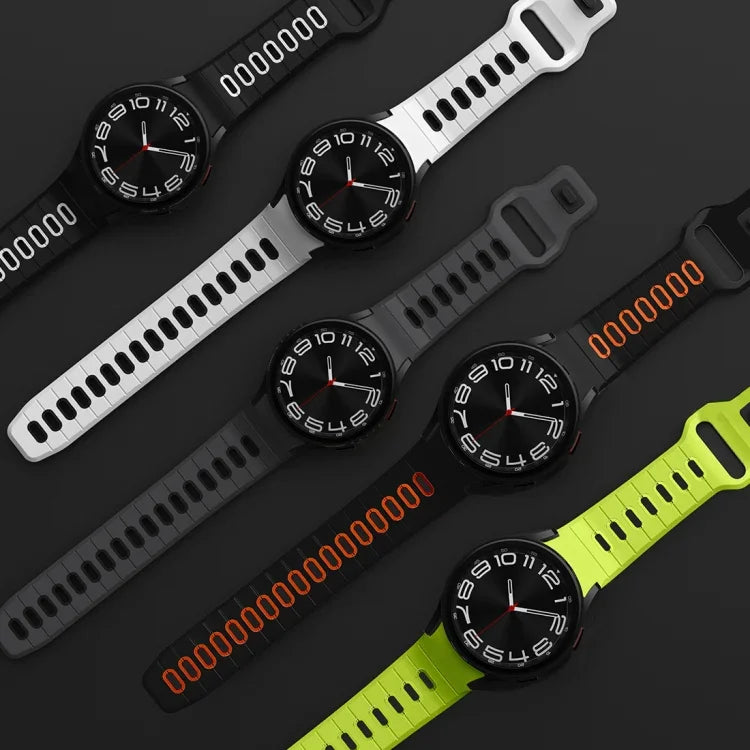 سوار ساعة سيليكون بمشبك عكسي مخطط بلونين، لساعات Samsung Galaxy Watch 7 / 6