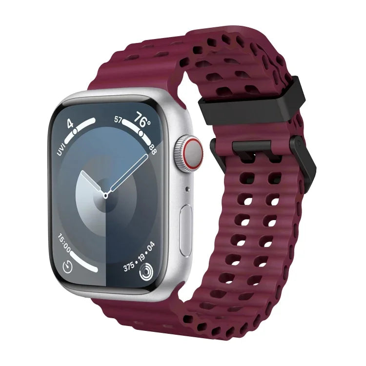 سوار ساعة سيليكون بثقوب مزدوجة الصف من أوشن، لسلسلة Apple Watch SE 2023 مقاس 44مم، لسلسلة Apple Watch Ultra 2 مقاس 49مم، لسلسلة Apple Watch 9 مقاس 45مم
